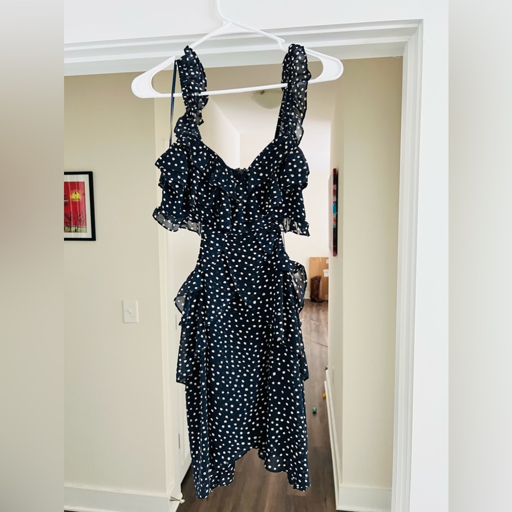 NWT Honey Punch Cutout Summer Chiffon Dress w/Polka Dots - Size S!
